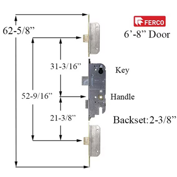 GU SECURITY AUTOMATIC DOOR LOCK, 6'8" DOOR, STAINLESS STEEL